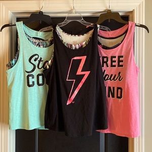 Justice tank tops with attached sports bras